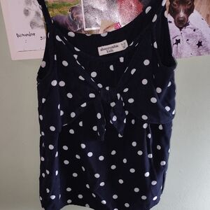 abercrombie kids Navy and White Polka Dot Tie-Front Tank Top